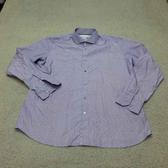 Robert Graham Shirt Mens 46 Tailored Fit Button Up Purple Cotton Long Sleeve - Picture 1 of 11